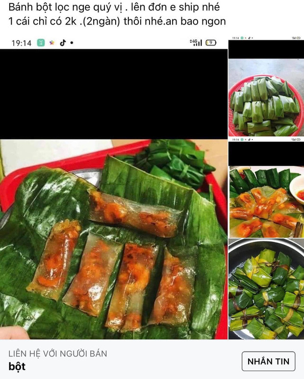 Mới đây một cô gái nữa đã vô tình trở thành "nạn nhân" của việc săn sale đồ ăn trên mạng. Cụ thể, thấy người bán đăng hình bánh bột lọc nhìn ngon quá mà giá chỉ 2000 đồng/cái, đang trong cơn thèm nên cô chẳng ngần ngại đặt hàng về nhà ngay. Ảnh: Facebook