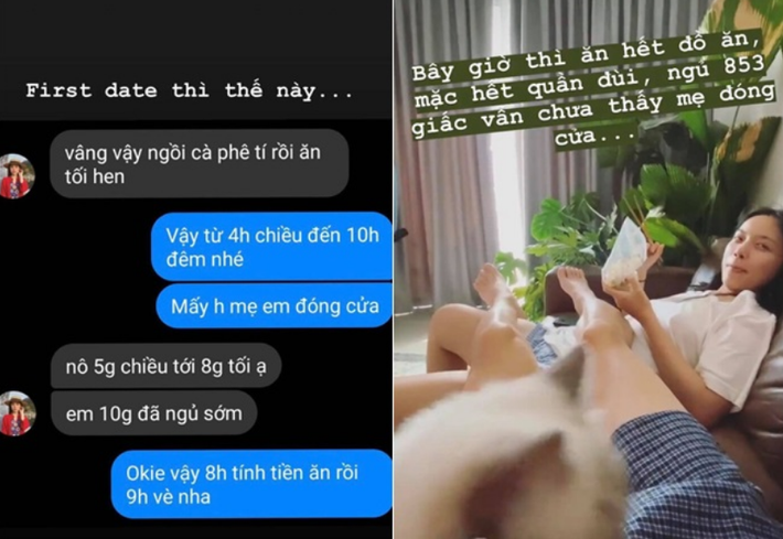 Quang Đạt còn từng khiến dân tình bất ngờ khi công khai lần hẹn hò đầu tiên, Hà Trúc bảo với bạn trai chỉ đi chơi từ 5h chiều đến 8h tối vì 10h mẹ đóng cửa, ngủ sớm. Thế mà sau một thời gian yêu nhau, cô nàng lại thoải mái ở nhà bạn trai mà chẳng lo mẹ đóng cửa.