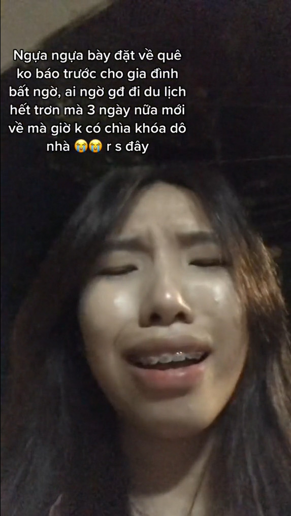 Dòng trạng thái của cô khiến mọi người vừa thương vừa buồn cười: “Ngựa ngựa bày đặt về quê không báo trước cho gia đình bất ngờ, ai ngờ gia đình đi du lịch hết trơn mà 3 ngày nữa mới về mà giờ không có chìa khóa vào nhà làm sao đây”.