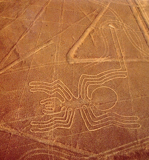 4. Những hình vẽ khổng lồ trên cao nguyên Nazca: Những hình vẽ bí ẩn này được phát hiện vào năm 1920 ở khu vực Lima, Peru đã khiến nhiều nhà khoa học có thêm các đề tài để nghiên cứu. Các sa mạc Nazca khoảng 200 dặm về phía nam. Cao nguyên Nazca có những hình vẽ lớn được cho là mô tả lại các loài chim, nhện, khỉ và thằn lằn với tổng chiều dài lên đến 37 dặm.