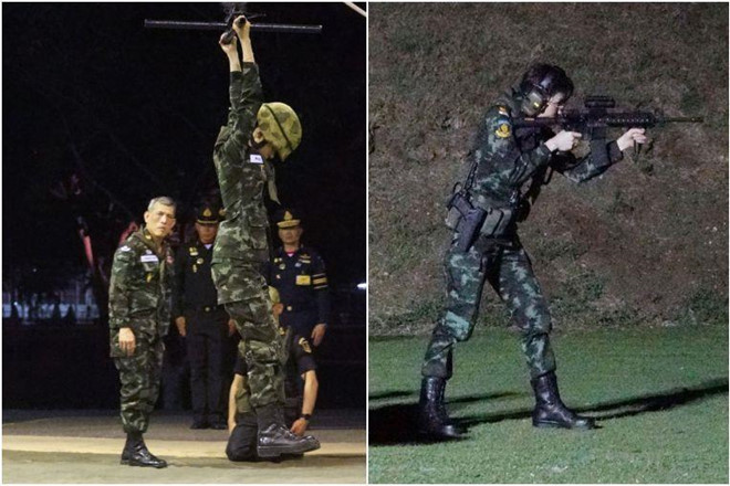 Qua những hình ảnh mới được công bố, có thể thấy Hoàng quý phi Thái Lan không chỉ có khả năng lái máy bay mà bà còn có biết nhảy dù cũng như tác chiến với súng trường tấn công. Nguồn ảnh: Văn phòng Hoàng gia Thái Lan.