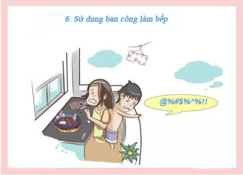 Ban công là một công trình phụ giúp mở rộng diện tích tòa nhà chính nên chúng không có năng lượng của đất. Nếu bạn sử dụng ban công làm bếp, chúng sẽ có ảnh hưởng đến may mắn của những thế hệ sau.