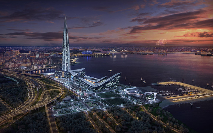 Nằm trong khu phức hợp ven sông mới ở thành phố Saint Petersburg (Nga), tòa tháp Lakhta Center, cao 462 m, không chỉ là tòa nhà cao nhất thành phố mà còn là công trình cao nhất châu Âu. Gồm 87 tầng và xoắn 90 độ từ móng đến đỉnh, Lakhta Center là một trong những điển hình về thiết kế nhà chọc trời xoắn.