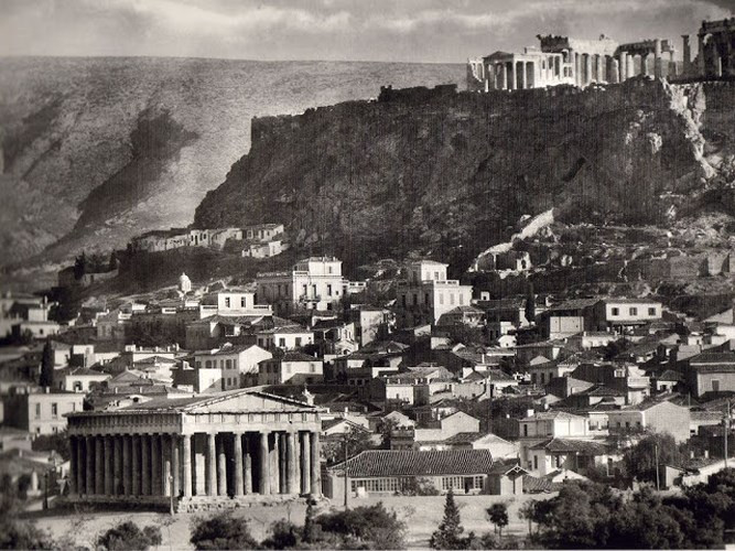 Nét kiến trúc của thủ đô Athens, Hy Lạp những năm 1930 với những ngôi nhà san sát nhau.