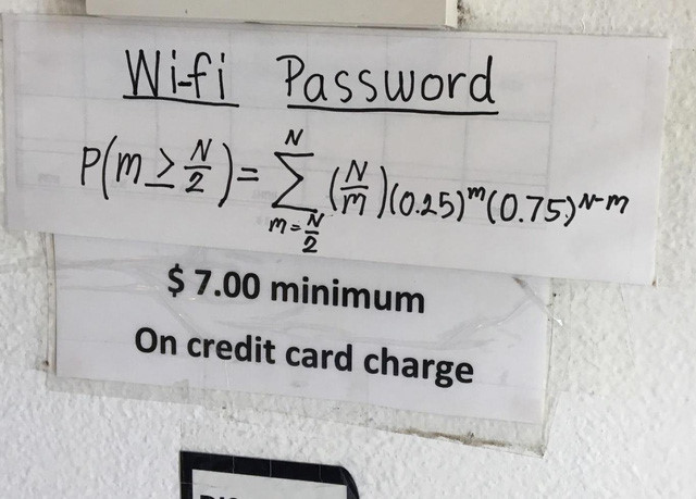 Một nhà hàng tại Thái Lan cung cấp mật khẩu Wi-Fi miễn phí qua một bài toán. Vì không thể tìm ra đáp án, khách hàng đã chia sẻ lên mạng và nhờ giúp đỡ. Tuy nhiên, tất cả kết quả được đưa ra đều không phù hợp. Nhiều người cho rằng có thể đây chỉ là câu đố mẹo, không phải một bài toán thực sự. Ảnh: Reddit.