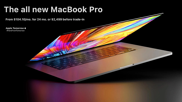 Sử dụng thiết kế vuông vắn với cạnh viền được vát cong nhẹ. MacBook Pro mới sẽ vẫn có hai màu sắc như trước là màu bạc và màu xám. Máy được trang bị hai quạt tản nhiệt và có khả năng làm mát tốt hơn 50% so với model tiền nhiệm.