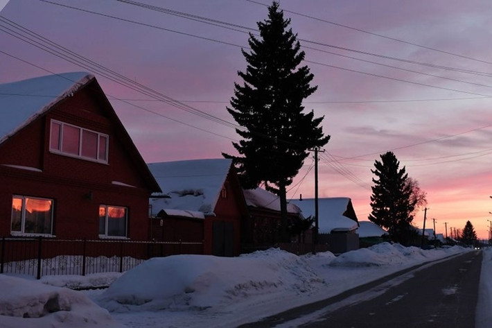 Nhà cửa ở ngôi làng Tara trong khu vực Omsk thuộc vùng Siberia của nước Nga.