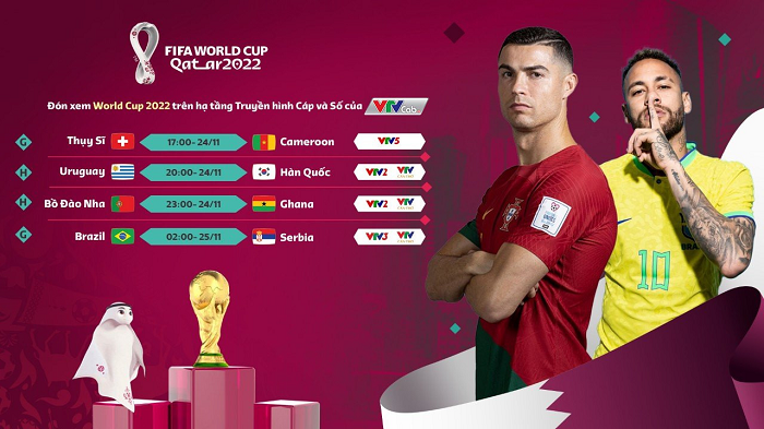 Hôm nay (24/11), trận đấu Thụy Sĩ và Cameroon thuộc bảng G World Cup 2022 diễn ra lúc 17 giờ. Ngay sau đó sẽ là cuộc chạm trán giữa tuyển Uruguay với tuyển Hàn Quốc diễn ra lúc 20 giờ. Ở trận còn lại bảng H diễn ra lúc 23 giờ là cuộc chạm trán giữa tuyển Bồ Đào Nha với tuyển Ghana.
