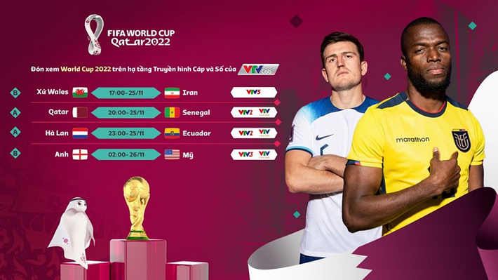 Hôm nay (25/11), trận đấu Xứ Wales vs Iran thuộc bảng B World Cup 2022 sẽ diễn ra lúc 17 giờ. Ngay sau đó sẽ là cuộc chạm trán giữa tuyển Qatar vs Senegal diễn ra lúc 20 giờ. Ở trận đấu còn lại bảng A diễn ra lúc 23 giờ sẽ là cuộc đối đầu giữa tuyển Hà Lan với tuyển Ecuador.