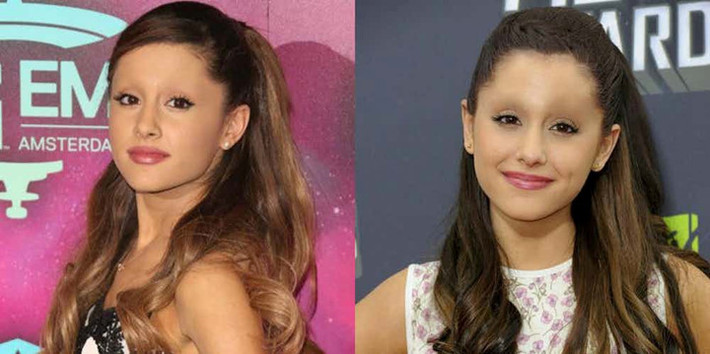 Ariana Grande không có lông mày nhưng trông vẫn dễ thương. Ảnh: The Richest.