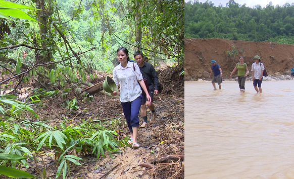 Bà không ngại khó khăn, nguy hiểm để đi kiểm tra thực tế diễn biến mưa lũ, các điểm xung yếu trên các tuyến đường, tuyến sông, suối và công tác ứng phó với mưa lũ trên địa bàn.