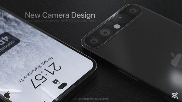 Concept iPhone 14 Pro được kênh YouTube 4RMD giới thiệu với thiết kế cụm camera xoay ngang ở mặt sau rất giống với phong cách của Nexus 6P.