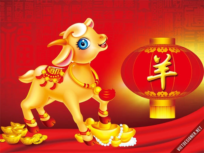 Màu đỏ đem lại cảm giác ấm áp và tự tin trong tiết trời lạnh vốn rất quen thuộc của những ngày Tết. Hình ảnh chú dê Ất Mùi trên nền đỏ cực kỳ nổi bật, là mẫu thiệp chúc Tết Nguyên đán được ưa thích năm nay.