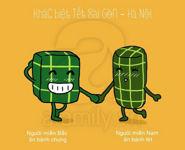 Nếu như người Bắc dứt khoát phải có bánh chưng thì người Nam luôn có bánh tét. Điểm khác nhau lớn nhất là hình dáng của chúng.