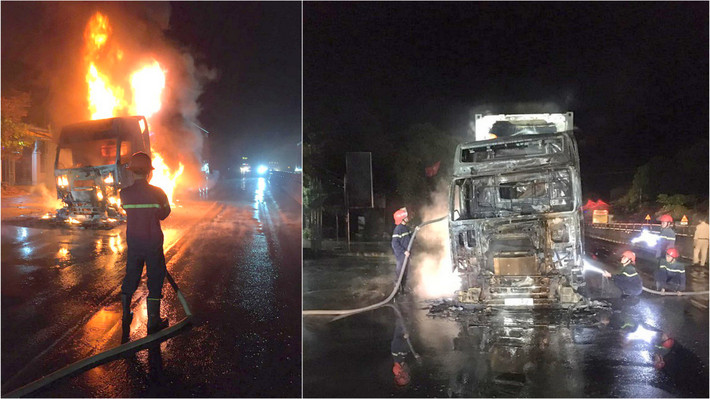 Nguyên nhân ban đầu của vụ cháy được xác định là do lửa xuất phát từ khu vực máy phát điện và máy điều hòa phía sau cabin xe, sau đó cháy lan và làm nổ bình dầu xe, cháy lan sang container.