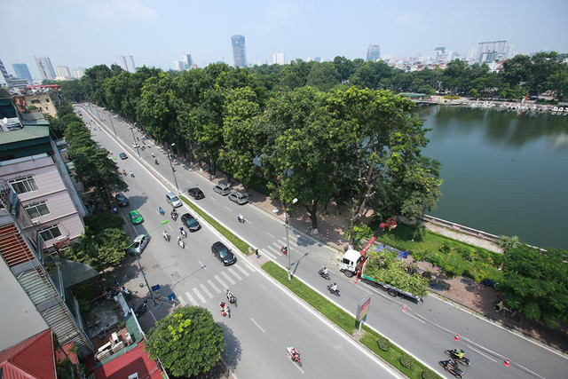 Thời gian qua, PV Kiến Thức nhận được phản ánh về 106 cây cổ thụ trên đường Kim Mã được di dời về vườn ươm ở xã Đa Tốn (Gia Lâm, Hà Nội) bị "bỏ rơi", nhiều cây có hiện tượng khô, chết. (Ảnh GĐXH chụp hàng cây trên đường Kim Mã thời điểm chuẩn bị di dời năm 2016)