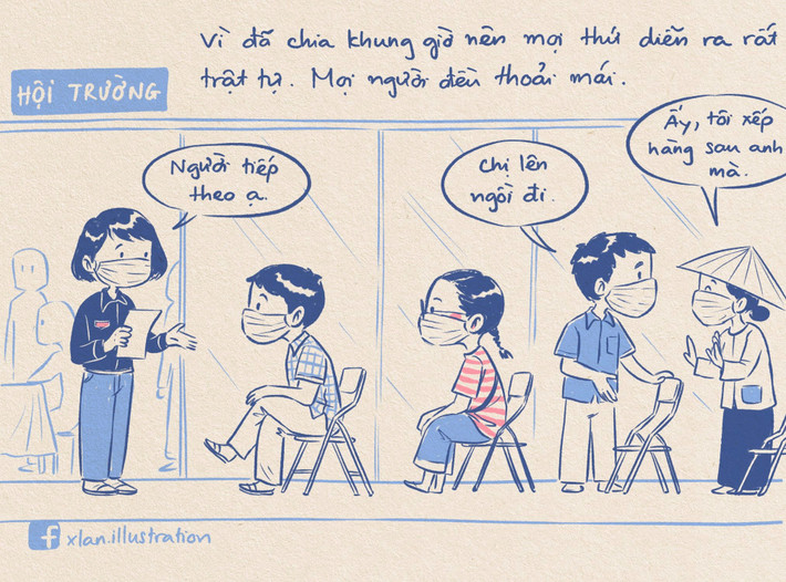 Theo chia sẻ của chủ nhân bộ tranh ý nghĩa này, cô đã hoàn thiện nó trong 3 - 4 ngày, ngay khi X.Lan vừa đi tiêm về.