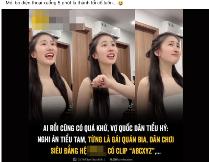 Mới đây, nữ TikToker Tiểu Hý bất ngờ vướng vào tin đồn "từng làm quán bia, dân chơi siêu đẳng, clip nhạy cảm". Tin đồn này bắt nguồn từ những đoạn caption trên một số page, hội nhóm trên MXH.