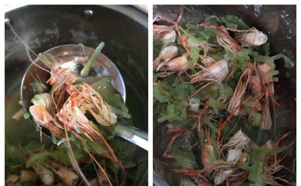 Canh bầu nấu đầu tôm chồng làm để tẩm bổ cho vợ đúng chuẩn trong truyền thuyết. Ảnh: Tổng hợp