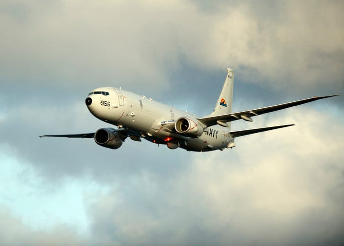 Máy bay tuần tra P-8 Poseidon được sử dụng trong biên chế Hải quân Mỹ từ năm 2012. Điểm đặc biệt của loại máy bay này đó là nó được thiết kế dựa trên máy bay chở khách. Nguồn ảnh: BI.