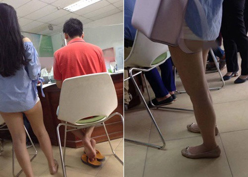 Vòng ba lấp ló dưới lớp áo và quần quá ngắn gây phản cảm.