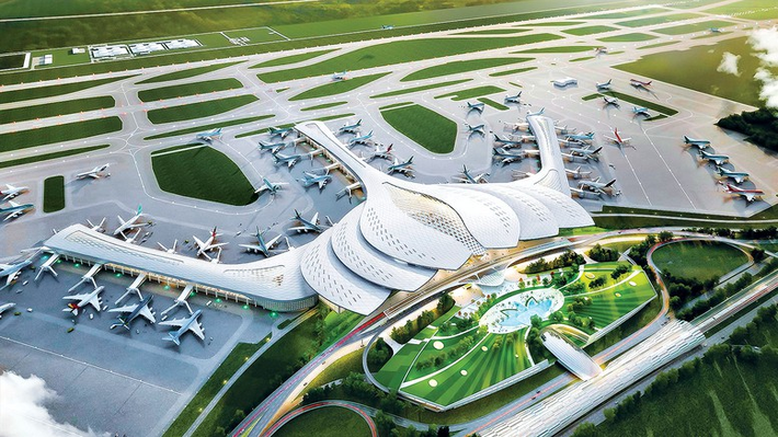 Dự án sân bay Long Thành với tổng vốn đầu tư 16 tỷ USD đang lập kỷ lục thi công nhanh nhất Việt Nam, dự kiến hoàn thành đường băng trước 3 tháng so với kế hoạch. (Ảnh: Báo Chính phủ)