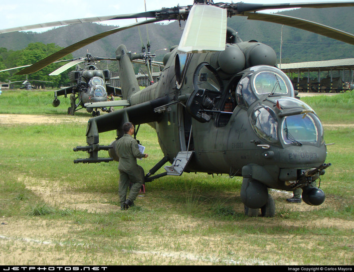 Được phát triển từ phiên bản trực thăng tấn công Mi-24, hiện tại trong biên chế của Quân đội Venezuela đang có tổng cộng 48 trực thăng tấn công Mi-35 phục vụ. Nguồn ảnh: Jetphoto.