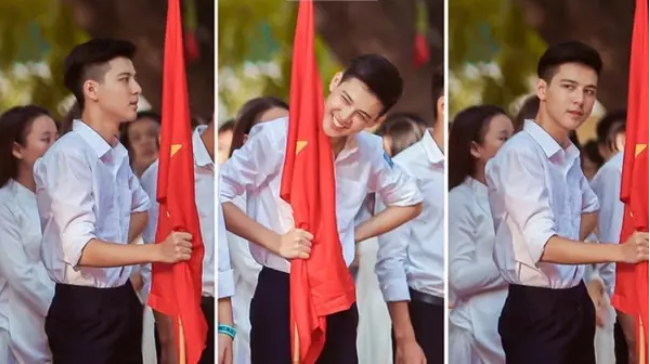 Chỉ diện quần tây đen, áo sơ mi trắng đồng phục nhưng chính dáng người dong dỏng cao, nụ cười tỏa nắng khiến cậu toát lên thần thái lôi cuốn khó rời mắt, kể từ đó cư dân mạng gọi Đăng là "hot boy cầm cờ".