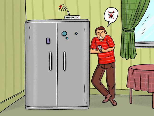 Các thiết bị điện có đường ống dẫn nước sẽ kỵ với tín hiệu WiFi. Nước giữ lại một phần năng lượng của sóng không dây, gây ảnh hưởng xấu đến chất lượng kết nối internet. Vậy nên tránh đặt bộ phát WiFi gần tủ lạnh, máy giặt.