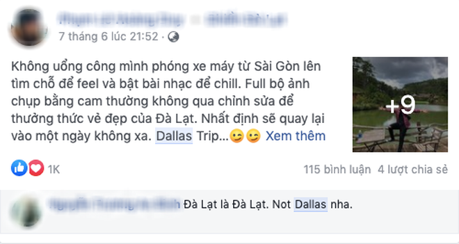 Trên nhiều bài đăng trong các group du lịch xuất hiện nhan nhản status có tên Dallas được nhắc đến.