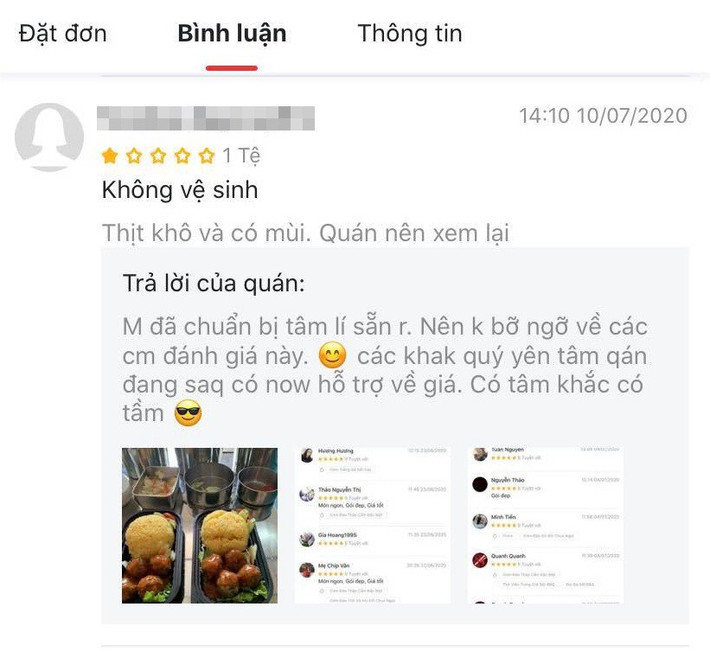 Không riêng gì vị khách này, những khách hàng khác sau khi đánh giá không tốt về chất lượng món ăn đều bị chủ cửa hàng trả lời vặn vẹo ngược lại.