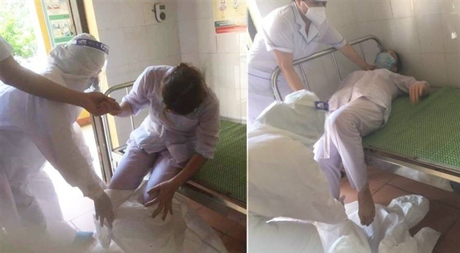 Mới đây trên mạng xã hội đã lan truyền những hình ảnh nhân viên y tế bị ngất xỉu trong quá trình tham gia chống dịch COVID-19 ở xã Mão Điền, huyện Thuận Thành, Bắc Ninh. Được biết, nhiều y bác sĩ cũng rơi vào tình trạng mất nước, sốc nhiệt do phải làm việc liên tục dưới thời tiết oi bức.
