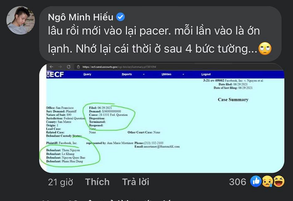 Khi bình luận về vụ việc 4 người Việt Nam bị Facebook kiện vì chuyên tấn công chiếm đoạt tài khoản để chạy quảng cáo trái phép, Hiếu PC cho biết anh cảm thấy "ớn lạnh" khi nhớ về thời vướng vào vòng lao lý của mình.