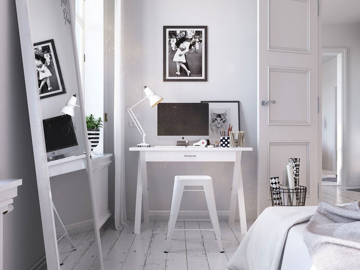 Góc làm việc xinh xắn và gọn gàng của vợ chồng trẻ.