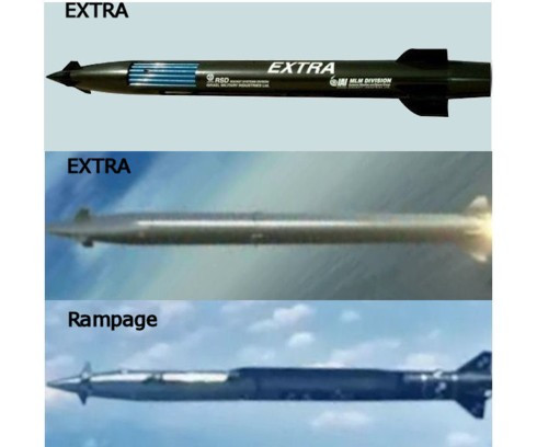 Theo nhiều nguồn tin không chính thức tên lửa Rampage được phát triển từ đạn rocket dẫn đường EXTRA. Nhiều tài liệu thậm chí còn coi EXTRA là tổ hợp pháo phản lực thay vì là tên lửa. Nguồn ảnh: Globalsecurity.