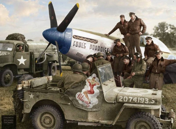 P-51 Mustang - tiêm kích hiện đại nhất, khoẻ nhất Chiến tranh Thế giới thứ hai do Mỹ sản xuất thuộc Phi đoàn Tiêm kích 380, Không quân Mỹ tại Cherbourg, Pháp. Nguồn ảnh: Warhistory.
