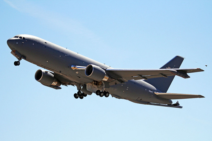 "Thùng xăng bay" KC-46A mẫu máy bay tiếp nhiên liệu mới nhất của Không quân Mỹ vừa thực hiện chuyến bay đầu tiên của mình trong hôm 7/12 vừa rồi. Nguồn ảnh: Wiki.