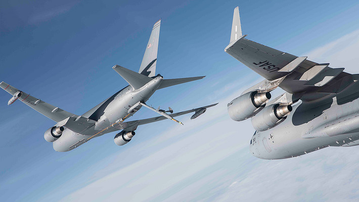 Trong lần bay thử này, KC-46A đã đạt tới độ cao 11.900 mét và thực hiện các bài bay phức tạp. Nguồn ảnh: Boeing.