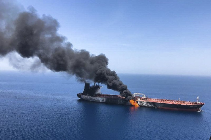 Ngay sau vụ tấn công đó, Iran đã bắn hạ một máy bay không người lái của Mỹ khi máy bay người lái này đang bay ở khu vực gần với khi vùng biển xảy ra các vụ tấn công không xác định trước đó. Nguồn ảnh: BI.