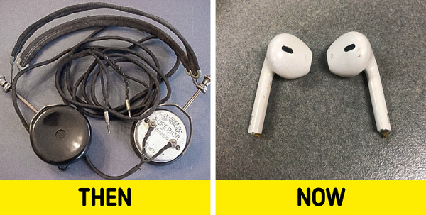 Thiết bị nghe đầu tiên trong hình trái được sản xuất bởi một công ty của Anh có tên Electrophone, do kỹ sư người Pháp Ernest Mercadier chế tạo vào năm năm 1890.