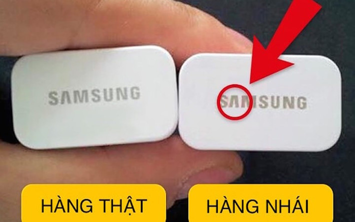 Phông chữ không sắc nét là biểu hiện của hàng nhái: Logo là bộ mặt của bất kỳ thương hiệu nào và không có lý do gì các hãng làm nó một cách cẩu thả. Phông chữ in trên sản phẩm thật luôn sắc nét, các đường in hay dập phải mịn, dễ đọc và tương đối bền theo thời gian. Một số sản phẩm nhái không ghi tên nhà sản xuất hoặc ghi "lái" đi nhằm đánh lừa người dùng.(Ảnh: VnExpress)