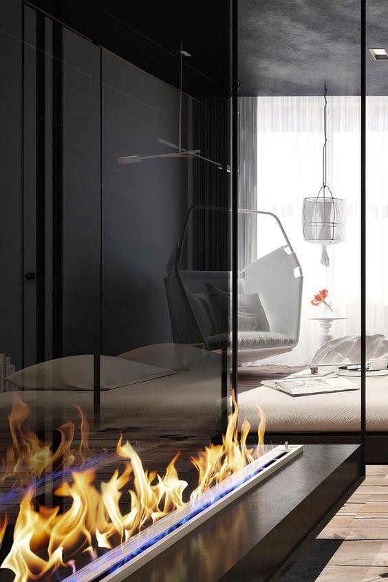 Nếu không có lò sưởi củi thì một lò sưởi ethanol bạn cũng có thể nghĩ tới.