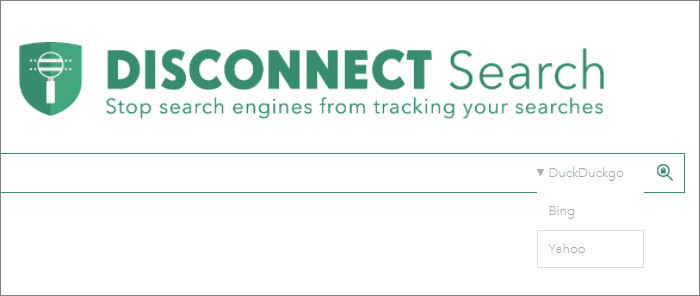 Công cụ tìm kiếm siêu dữ liệu Disconnect Search tập hợp các kết quả của các công cụ tìm kiếm (Google , Bing, Yahoo, Duck Duck Go) và không đòi hỏi địa chỉ IP của bạn.