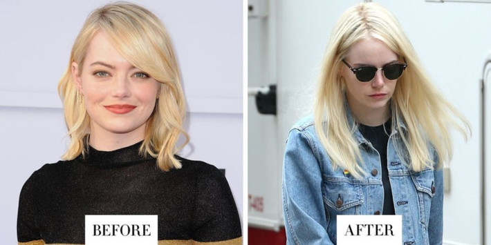 Xuất hiện trên chương trình Netflix, mái tóc bob vàng óng mượt của nữ diễn viên Emma Stone đã dài ra đáng kể. Tuy nhiên, mái tóc dài này có vẻ không hợp với khuôn mặt to tròn của cô chút nào.