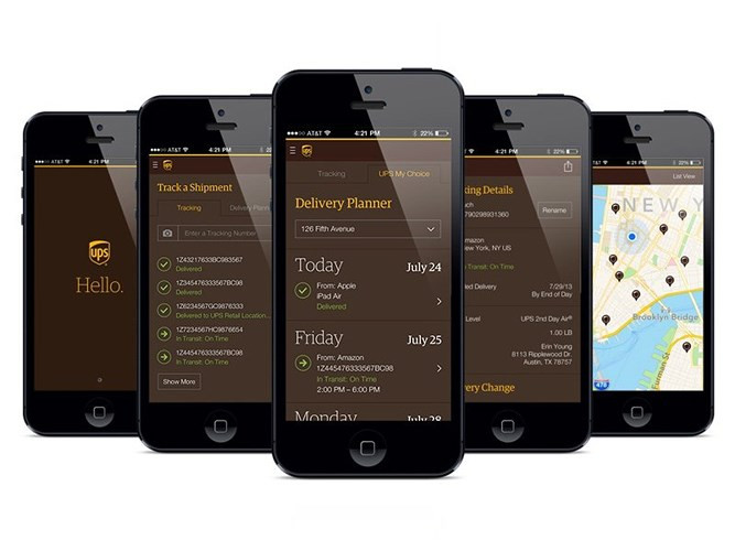 7. UPS Mobile. Theo dõi đường đi và thời gian vận chuyển của nhiều đơn đặt hàng của bạn trong một ứng dụng - UPS được đánh giá là một ứng dụng đáng tin cậy. Theo dõi, đặt tên cho lô hàng, tạo nhãn vận chuyển và tìm các địa điểm dịch vụ UPS. Bạn có thể yêu cầu nhân viên giao hàng để lại món đồ tại nhà mà không cần chữ ký hoặc thay đổi địa điểm giao hàng.
