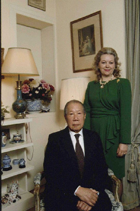 Vua Bảo Đại và người vợ Pháp, bà Monique Marie Eugene Baudota.