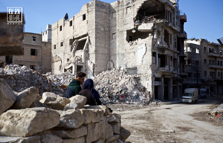 Khung cảnh tan hoang ở Aleppo.
