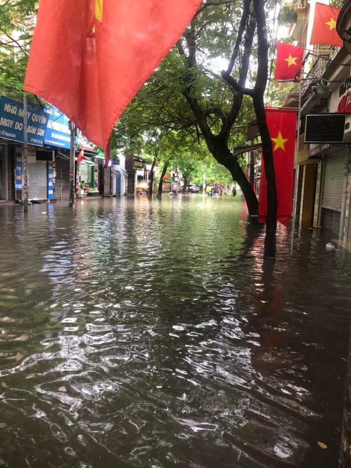 Theo ghi nhận tại nhiều tuyến phố lớn như Lê Lợi, Lê Hồng Phong, Cát Dài, Cầu Đất... đều ngập sâu trong nước. Ảnh: CTV