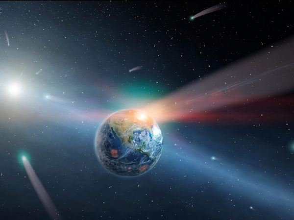 Tiểu hành tinh Chicxulub vỡ nát, biến thành hàng tấn bụi khổng lồ bay vào khí quyển, che mất ánh sáng Mặt trời trong nhiều năm ròng khiến nhiều sinh vật mất hẳn nguồn sống.
