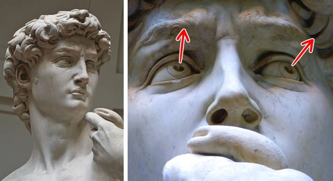 Bức tượng chàng David của Michelangelo là một kiệt tác về giải phẫu con người, nhưng có một điểm bất thường. Mắt phải của David nhìn thẳng về phía trước trong khi mắt trái nhìn ra bên trái. Michelangelo có lẽ đã tính toán mọi góc độ và chạm khắc đôi mắt dựa vào vị trí của người xem, vì vậy bức tượng sẽ trông hoàn hảo từ nếu nhìn từ các phía khác nhau.